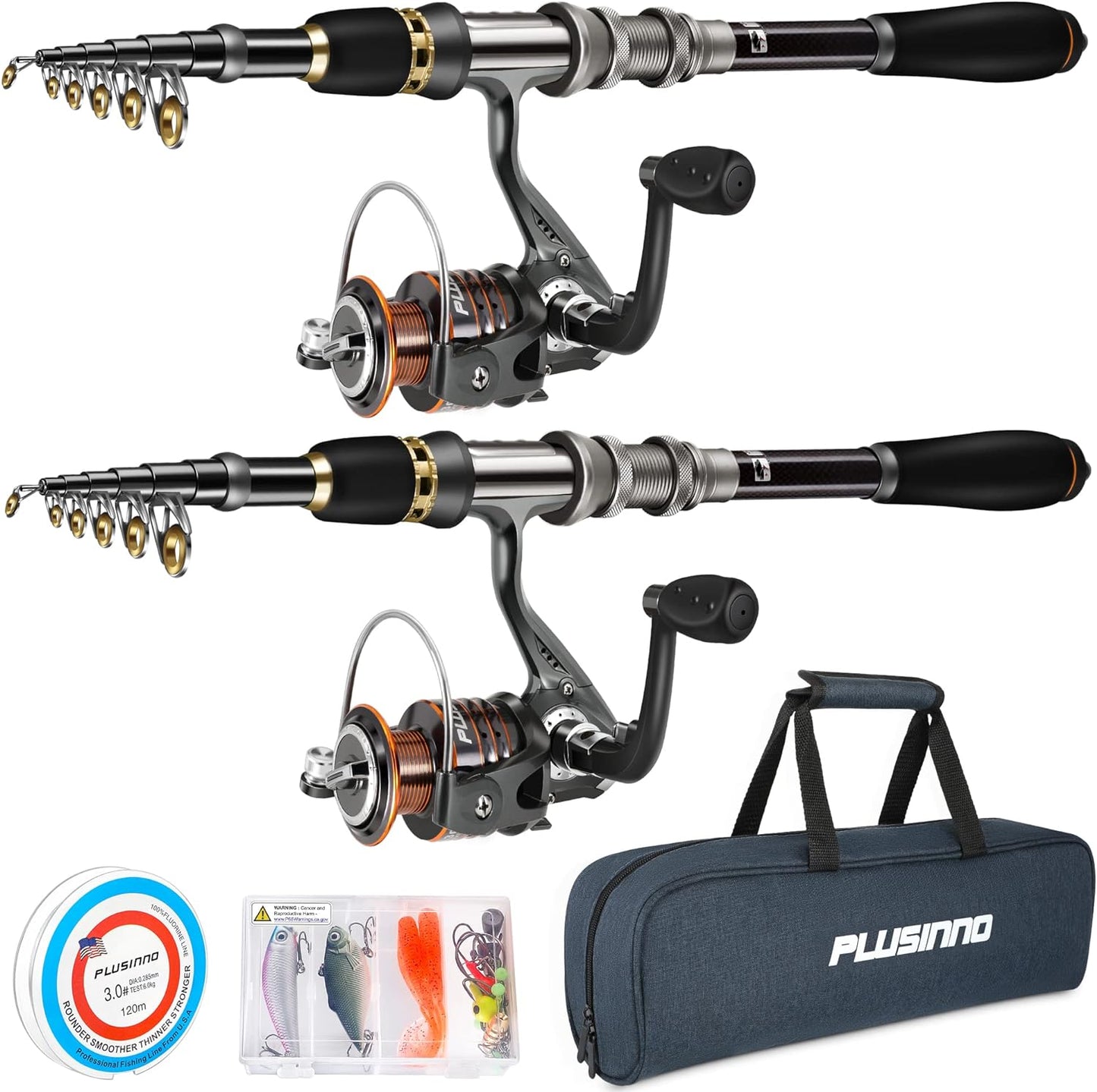 Fishing Rod, Telescopic Fishing Rod and Reel Combo, Collapsible Travel Fishing Pole Rod Starter Kit, Carbon Fiber Fishing Rods and 12 +1 Bearings Stainless Steel, Fishing Gifts for Men Adults