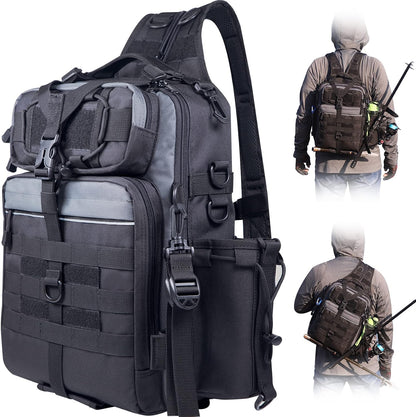 Outdoor Tackle Bag - Large Water-Resistant Fishing Backpack